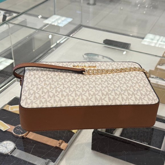 Michael Kors Jet Set Item Crossbody Bag + Card Case Wallet Landyard MK Vanilla - Picture 5 of 14